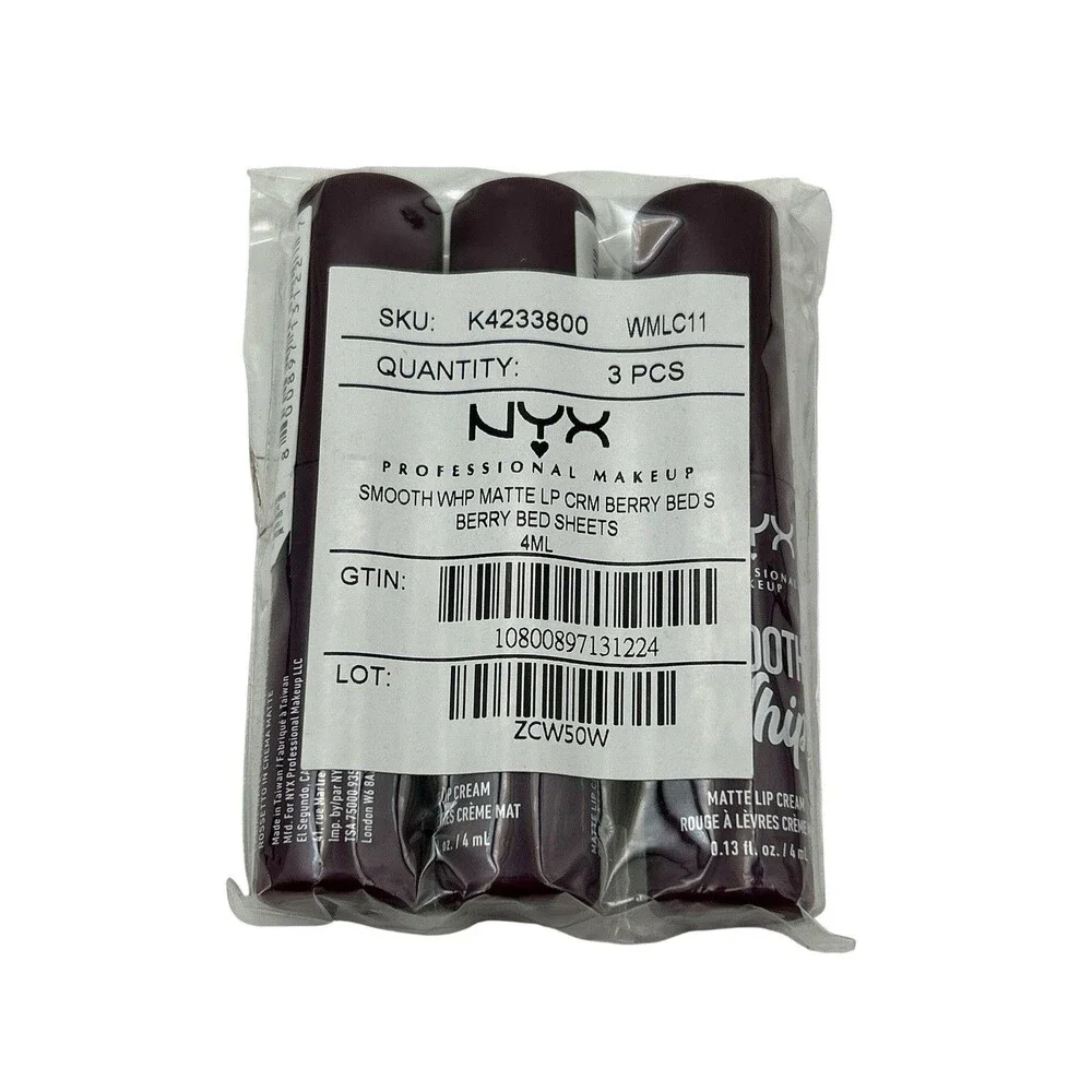 3-Pack NYX Smooth Whip Matte Lip Cream Berry Bed Sheets Full Coverage Lip Color